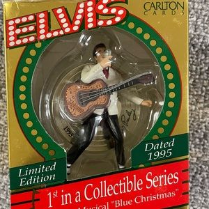 Elvis Presley Blue Christmas Musical Ornament 1995